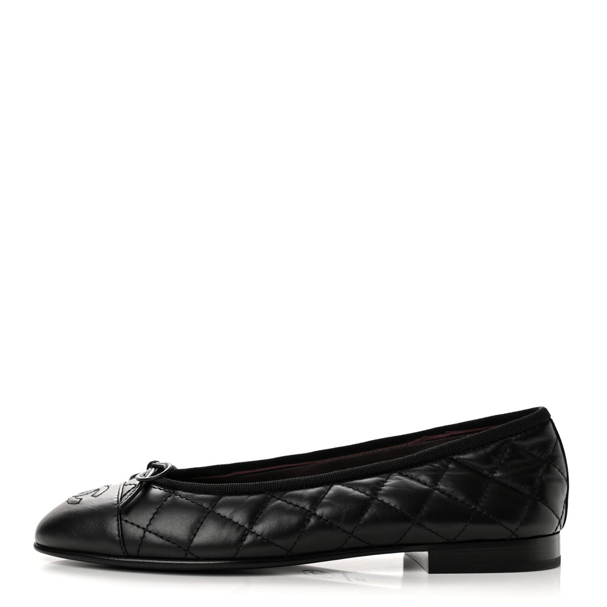 Chanel Aged Calfskin Quilted CC Cap Toe Women's Flats