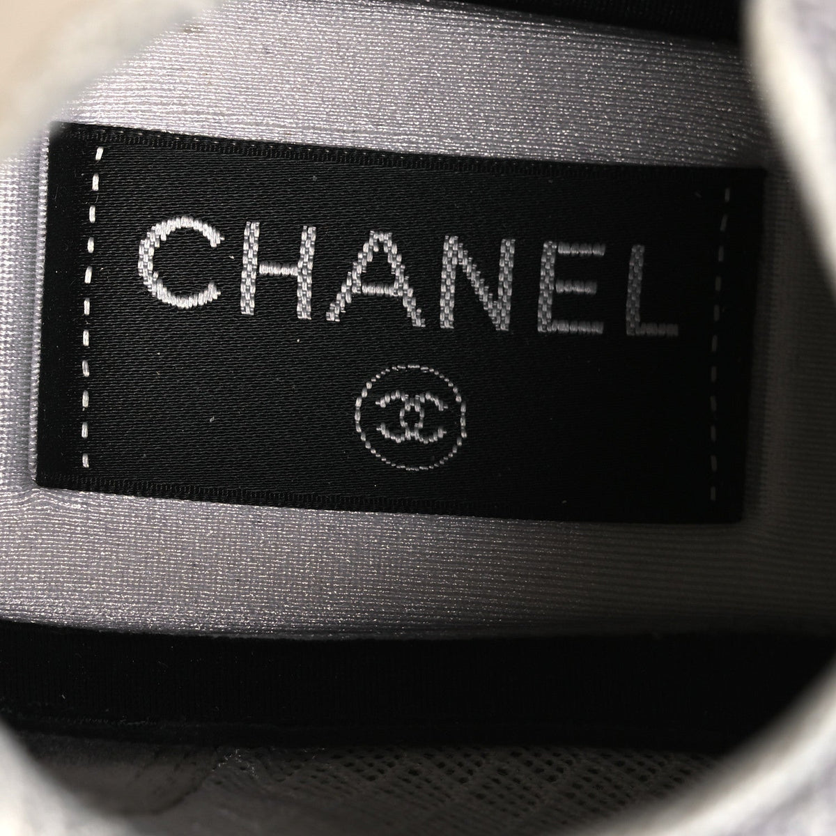 Chanel Mesh Suede Grained Calfskin Women's CC Sneakers 37 Grey White