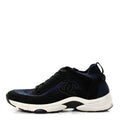 Chanel Knit Fabric Suede Calfskin CC Women's Sneakers Navy Black