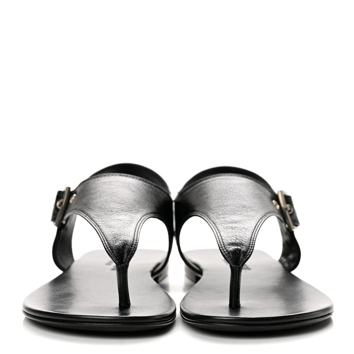 Saint Laurent Calfskin Women's Incrociato Denver Monogram Sandals 36 Black
