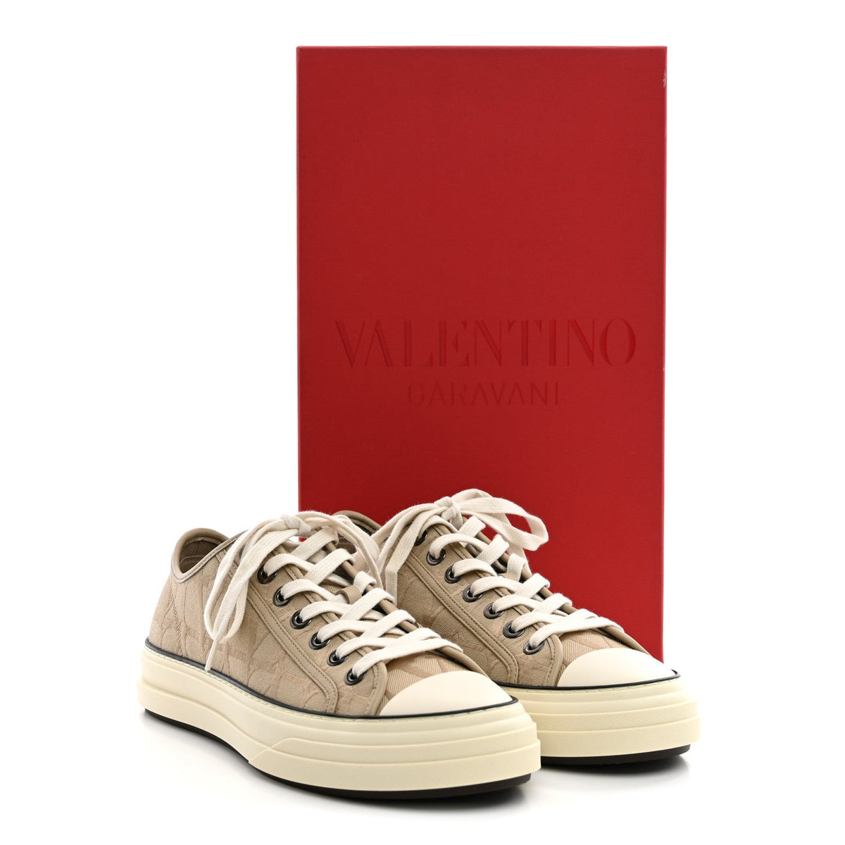 Valentino Garavani Canvas Iconographe VLogo Sneakers 41 Beige