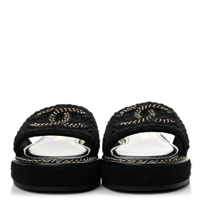 Chanel Wool Alpaca Chain CC Women's Shoes