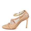 Bottega Veneta Mesh Calfskin Women's Chain Stretch Pumps 38 Beige