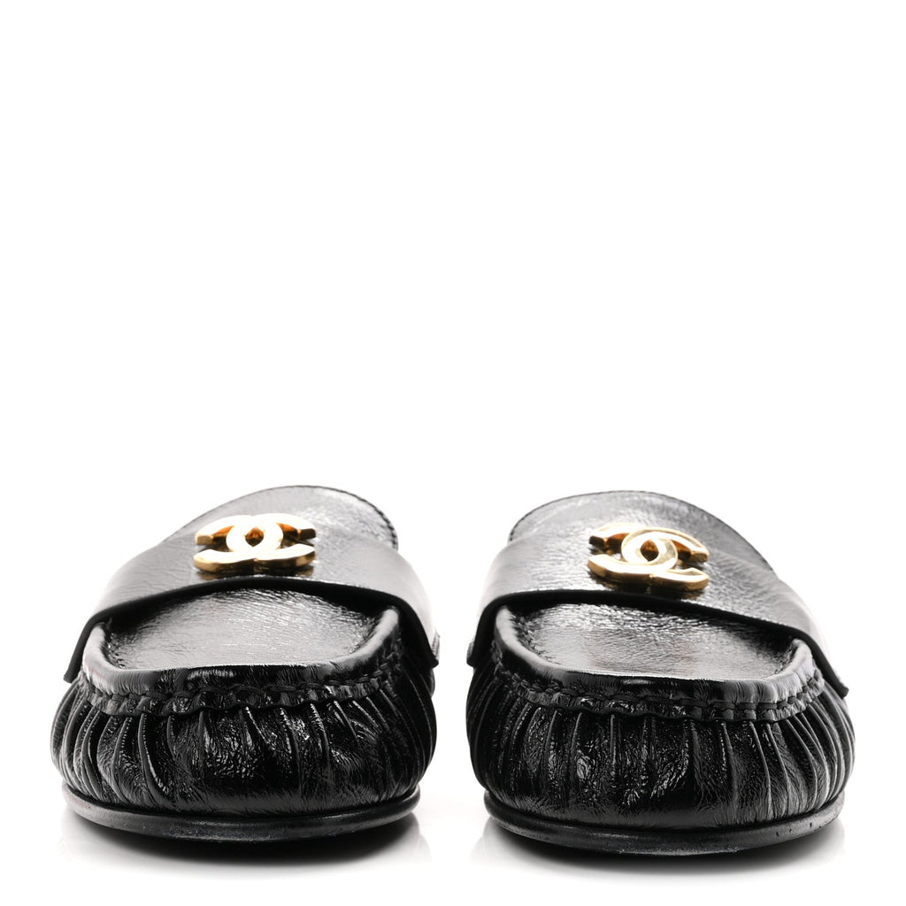 Chanel Shiny Crumpled Lambskin CC Women's Mules