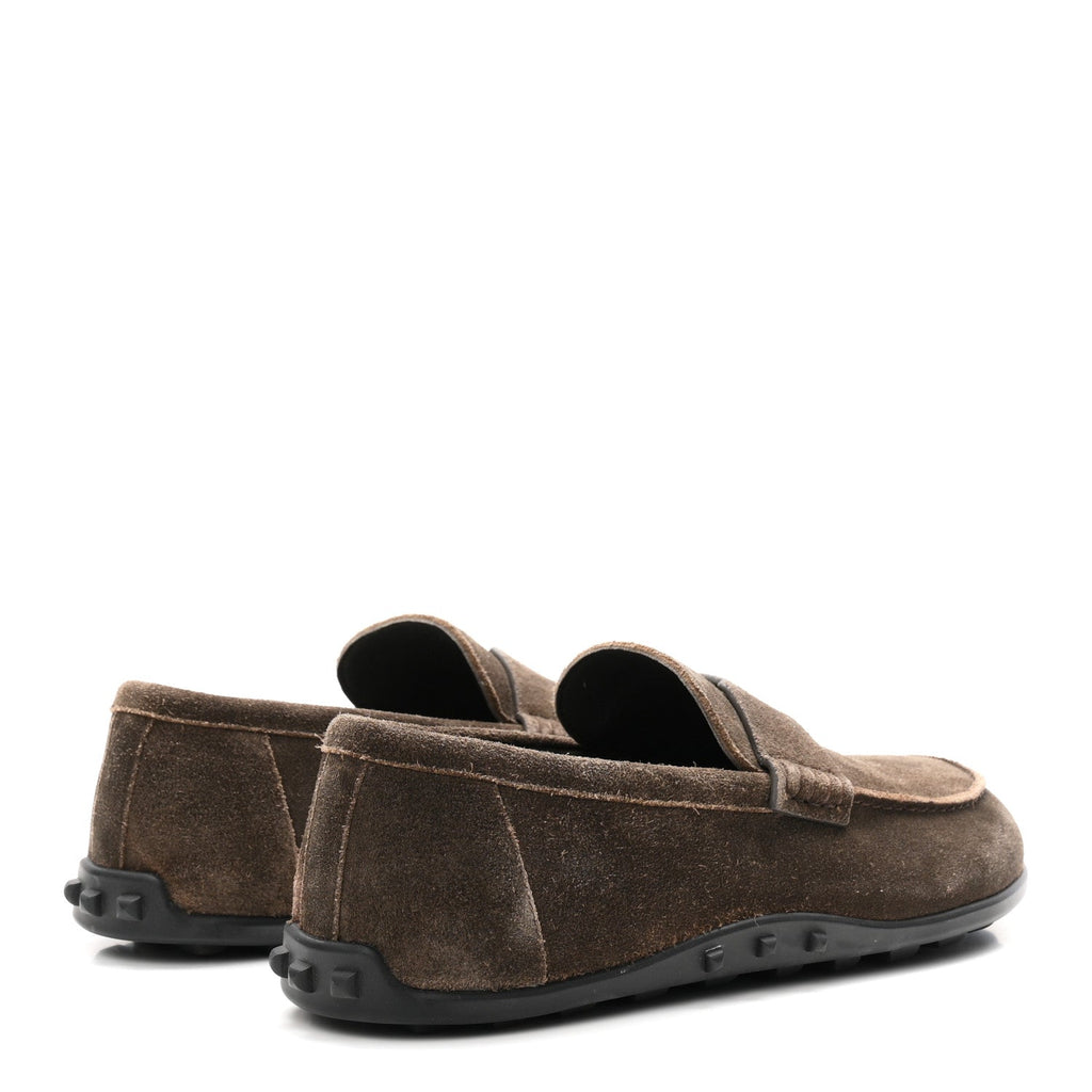 Hermes Suede Calfskin Men's Lazy Loafers 42 Ecorce
