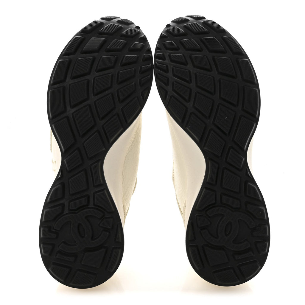 Chanel Perforated Calfskin Women's CC Sneakers 36.5 White