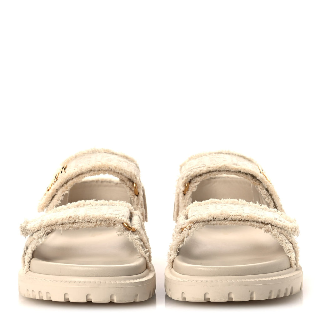 Christian Dior Cotton Women's Dioract 10mm Sandals 36 Natural
