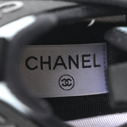 Chanel Suede Calfskin Nylon Grosgrain Women's CC Sneakers 38.5 Light Blue