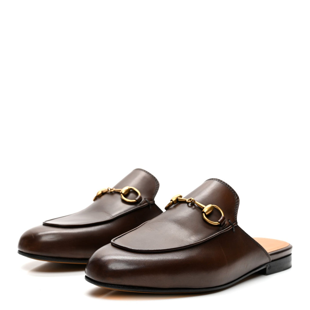 Gucci Calfskin Women's Princetown Slippers 35 Fondente Brown