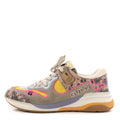 Gucci Suede Calfskin Tejus Printed Women's Ultrapace Sneakers 37.5 Pink Silver Oatmeal Yolk