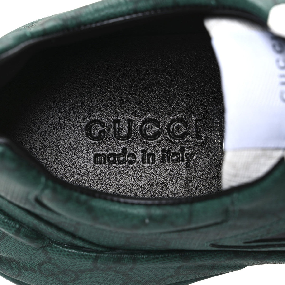 Gucci GG Supreme Monogram Men's Rhyton Sneakers 8.5 Black Green