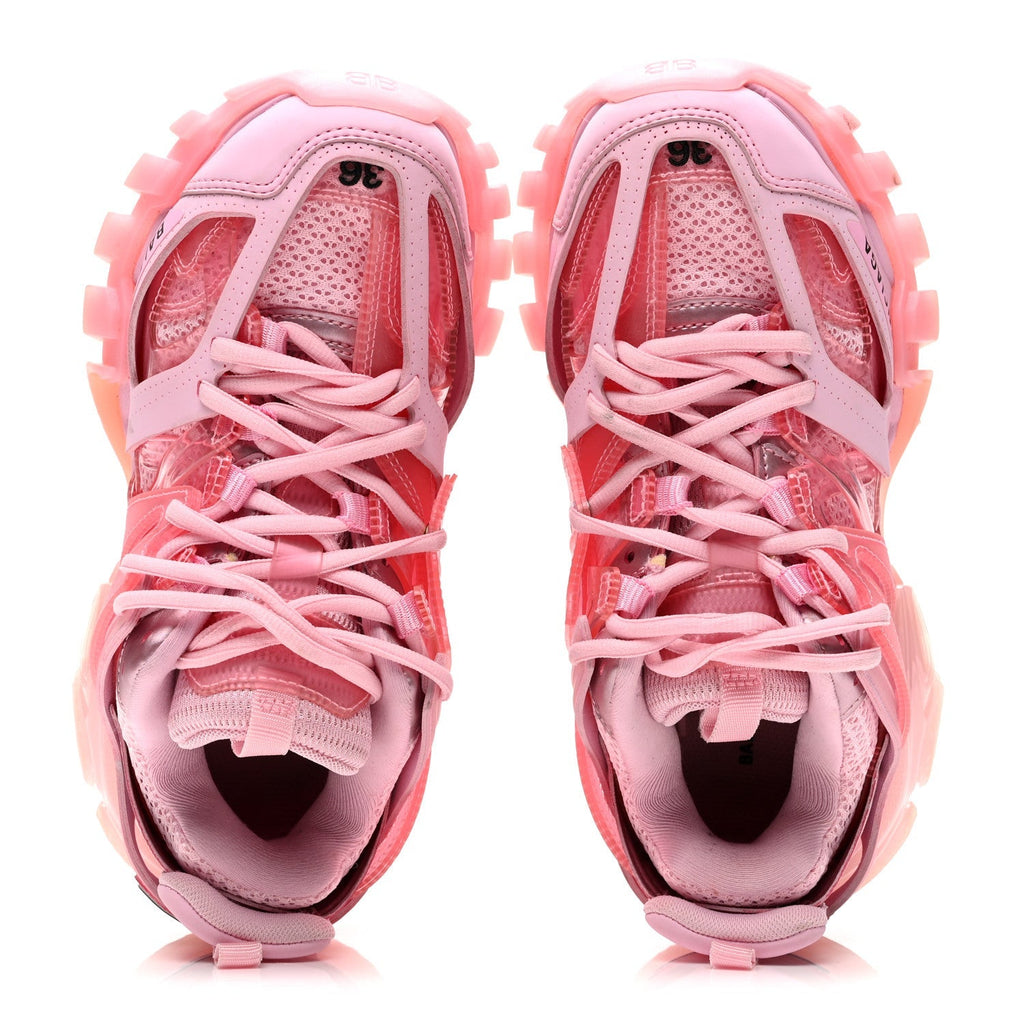 Balenciaga Fabric Mesh Women's Clear Sole Triple S Sneakers 36 Pink