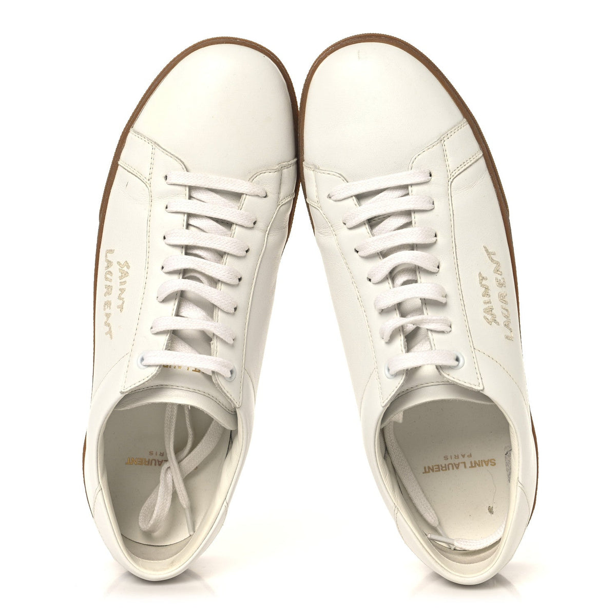 Saint Laurent Calfskin Embroidered Men's Court Classic Sneakers 42.5 White