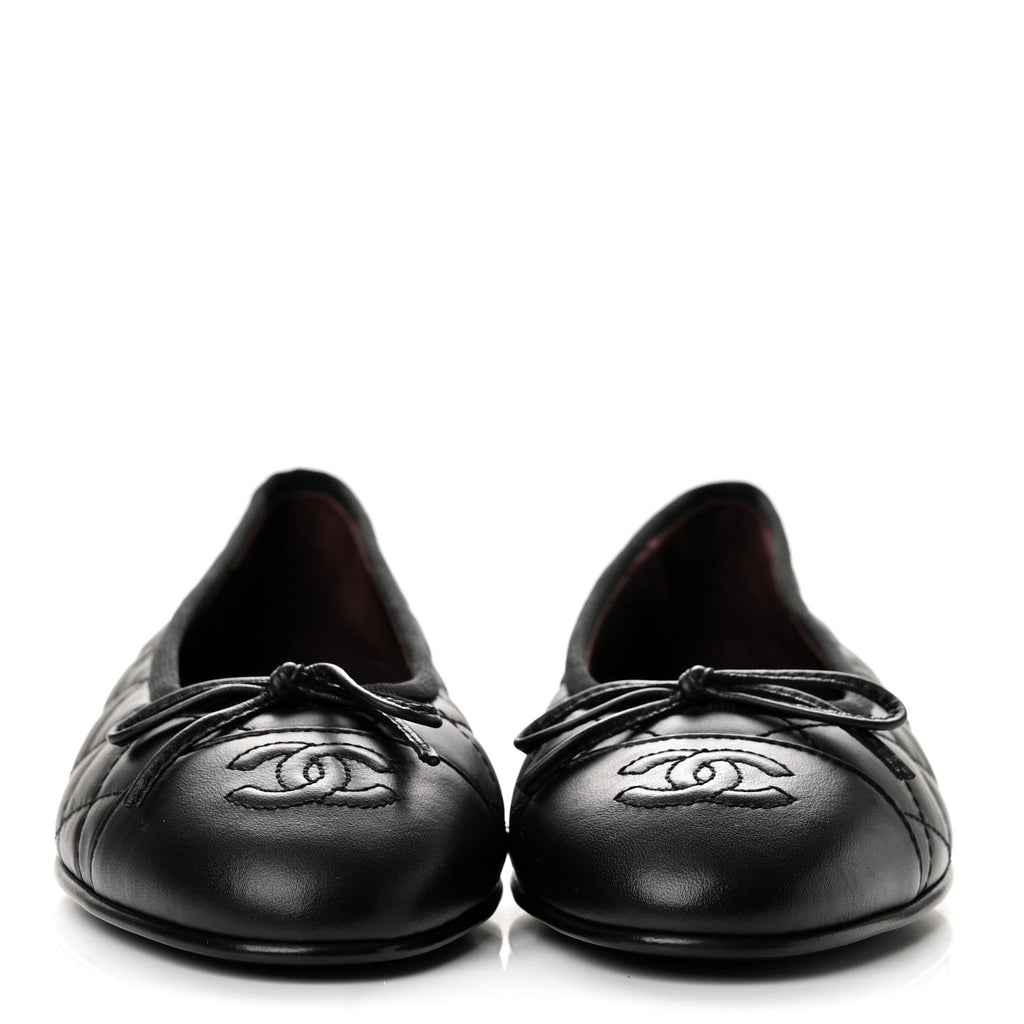Chanel Aged Calfskin Quilted CC Cap Toe Women's Flats