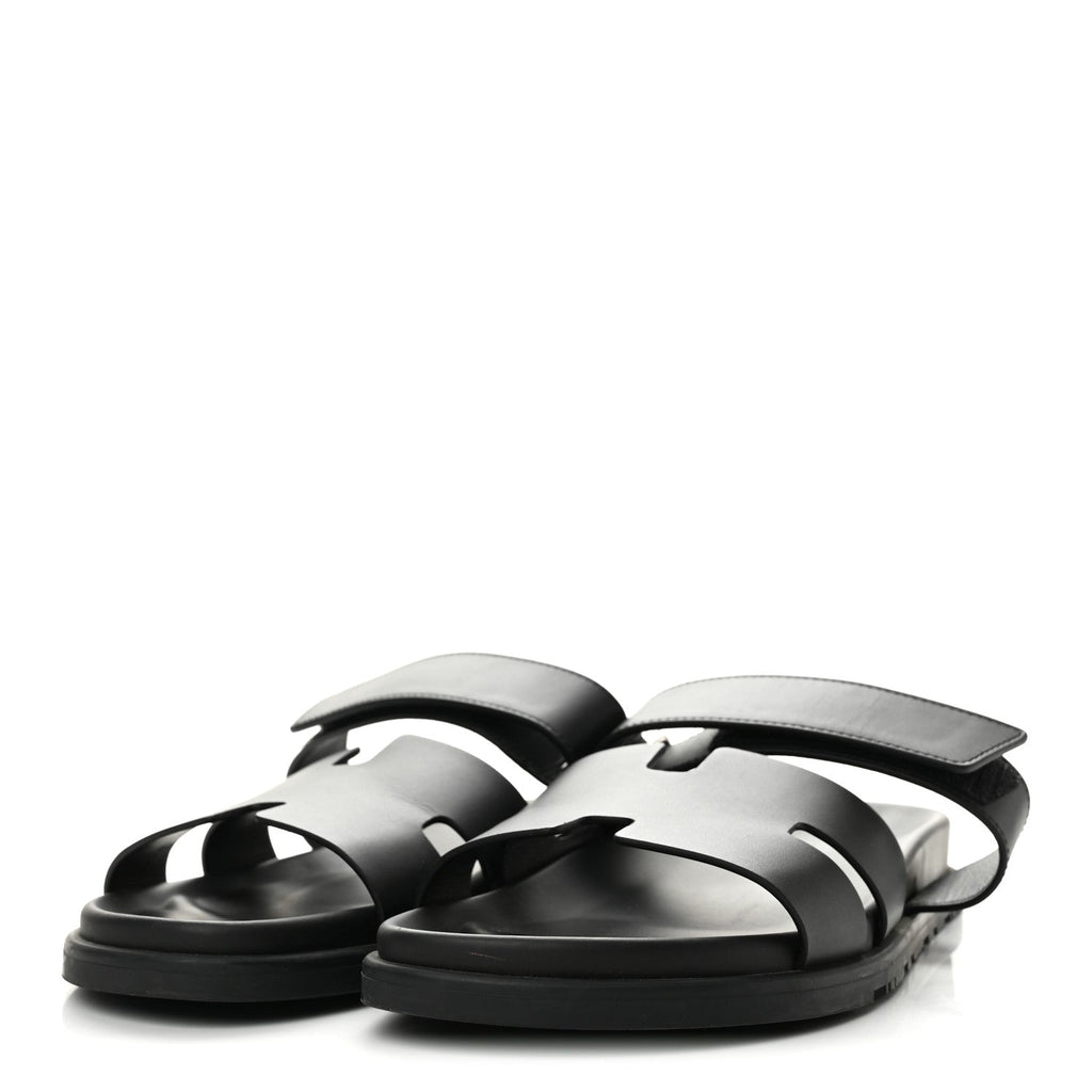 Hermes Calfskin Men's Chypre Sandals 44 Black