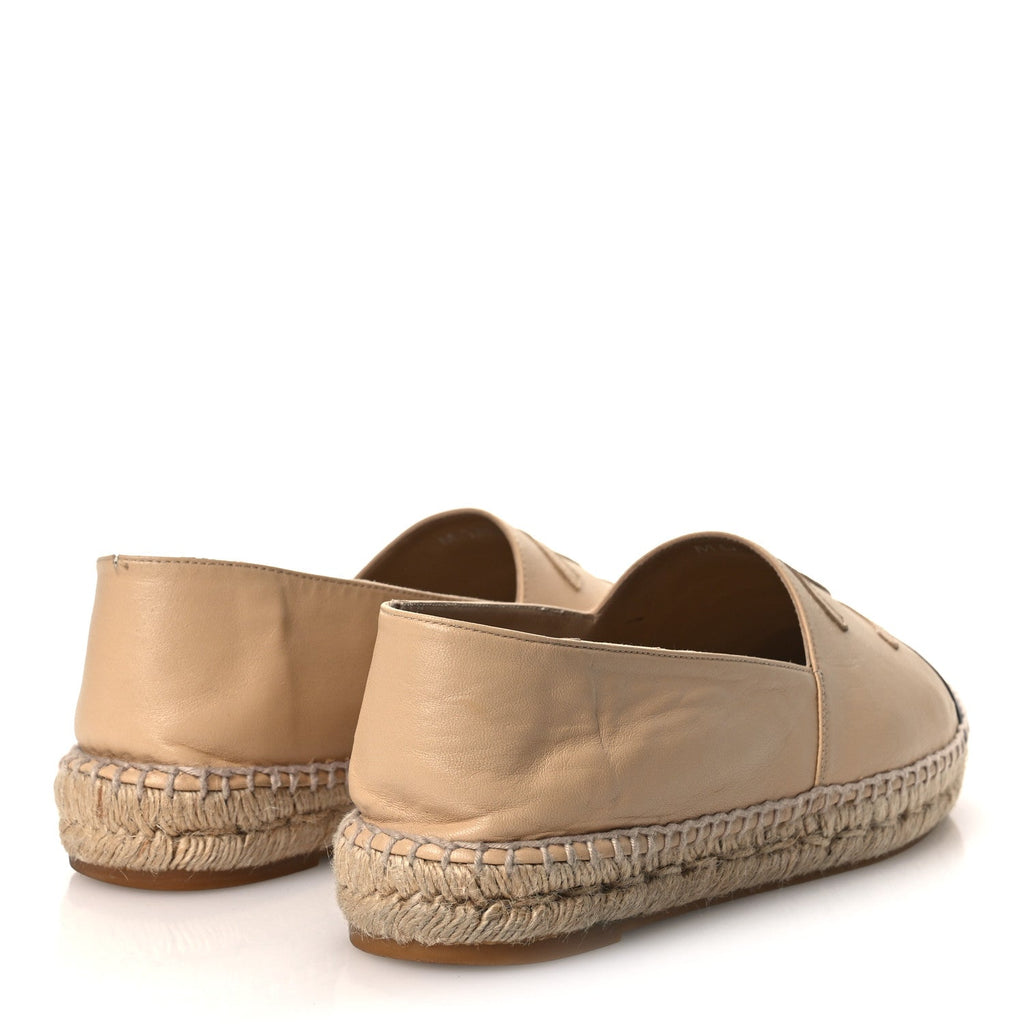 Chanel Lambskin Women's CC Espadrilles 40 Beige Black
