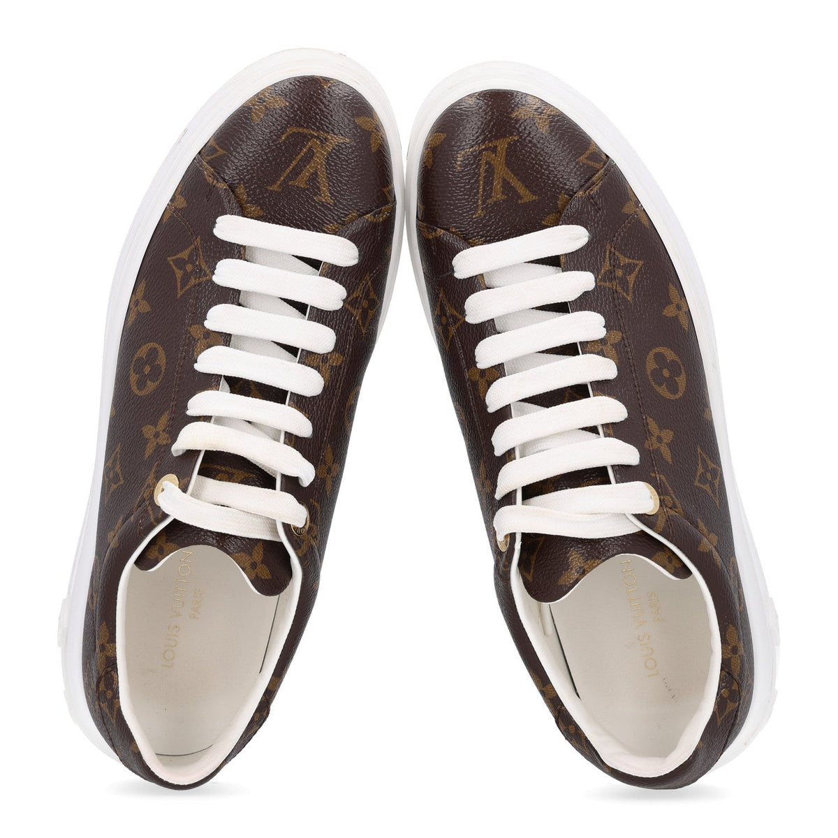 Louis Vuitton Monogram Women's Time Out Sneakers 38.5 Brown