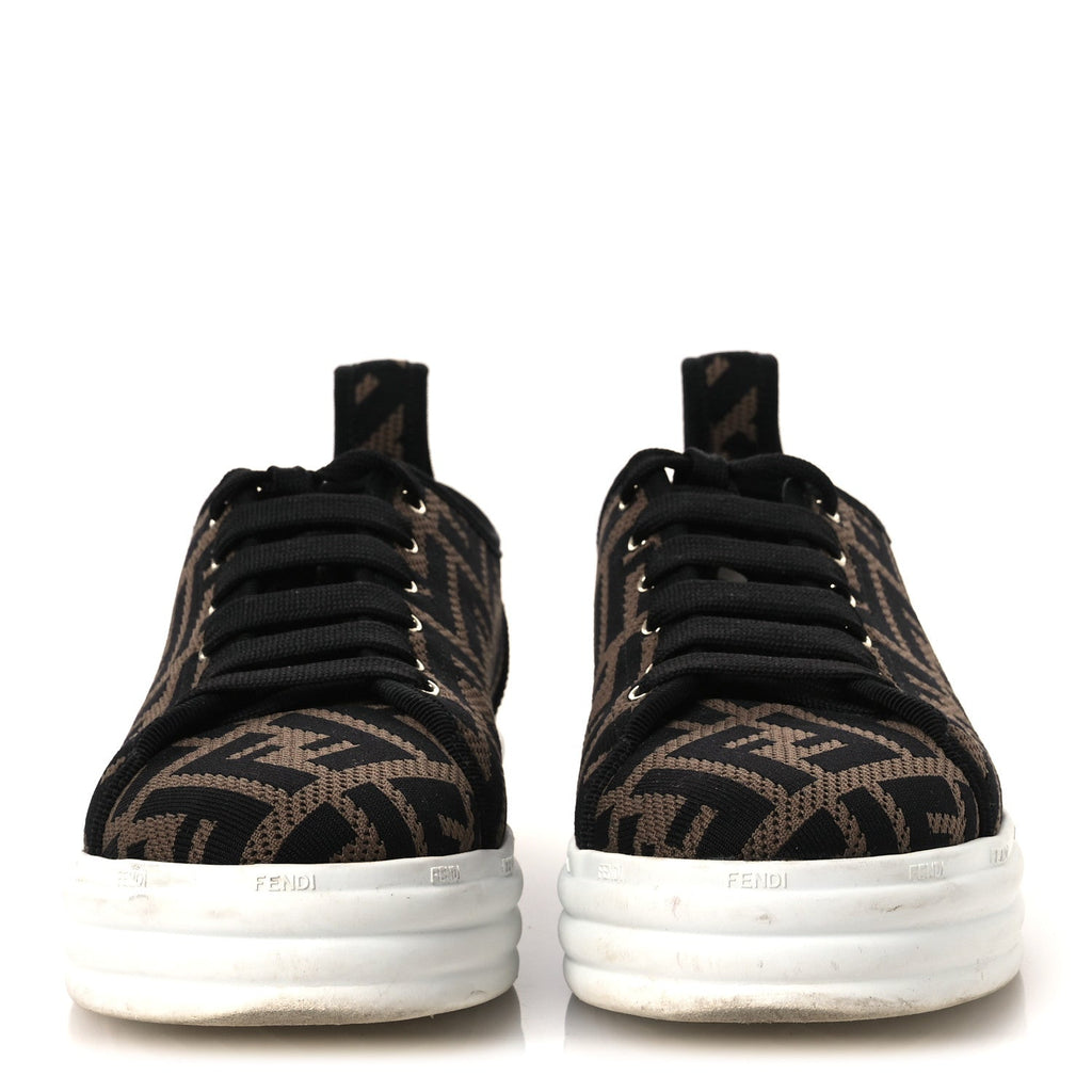 Fendi Fabric Women's FF Rise Low Top Sneakers 36.5 Tobacco Black