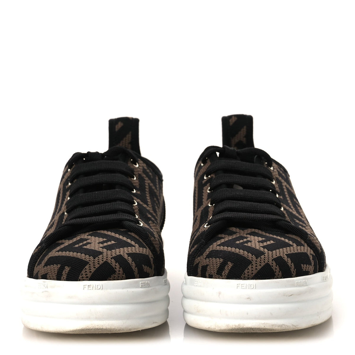 Fendi Fabric Women's FF Rise Low Top Sneakers 36.5 Tobacco Black