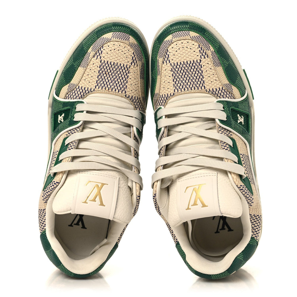 Louis Vuitton Damier Grained Calfskin Monogram Men's LV Trainer Sneakers 4 Green