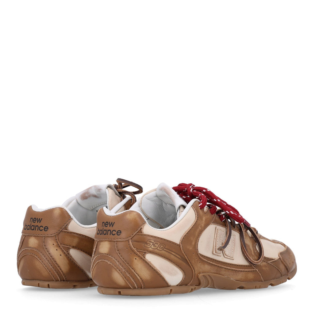 Miu Miu x New Balance Calfskin Women's 530 SL Sneakers 37 Cinnamon Travertine Gray