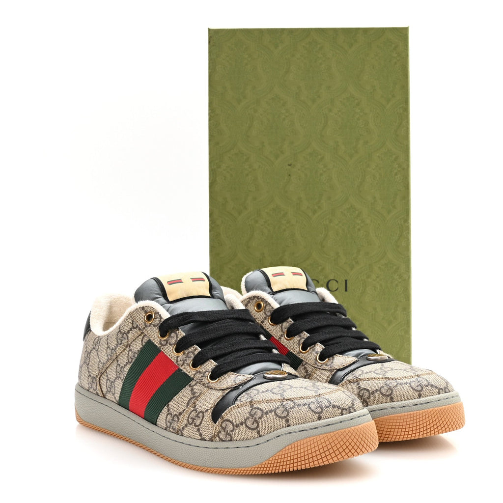 Gucci GG Supreme Calfskin Men's Screener Sneakers 9.5 Beige