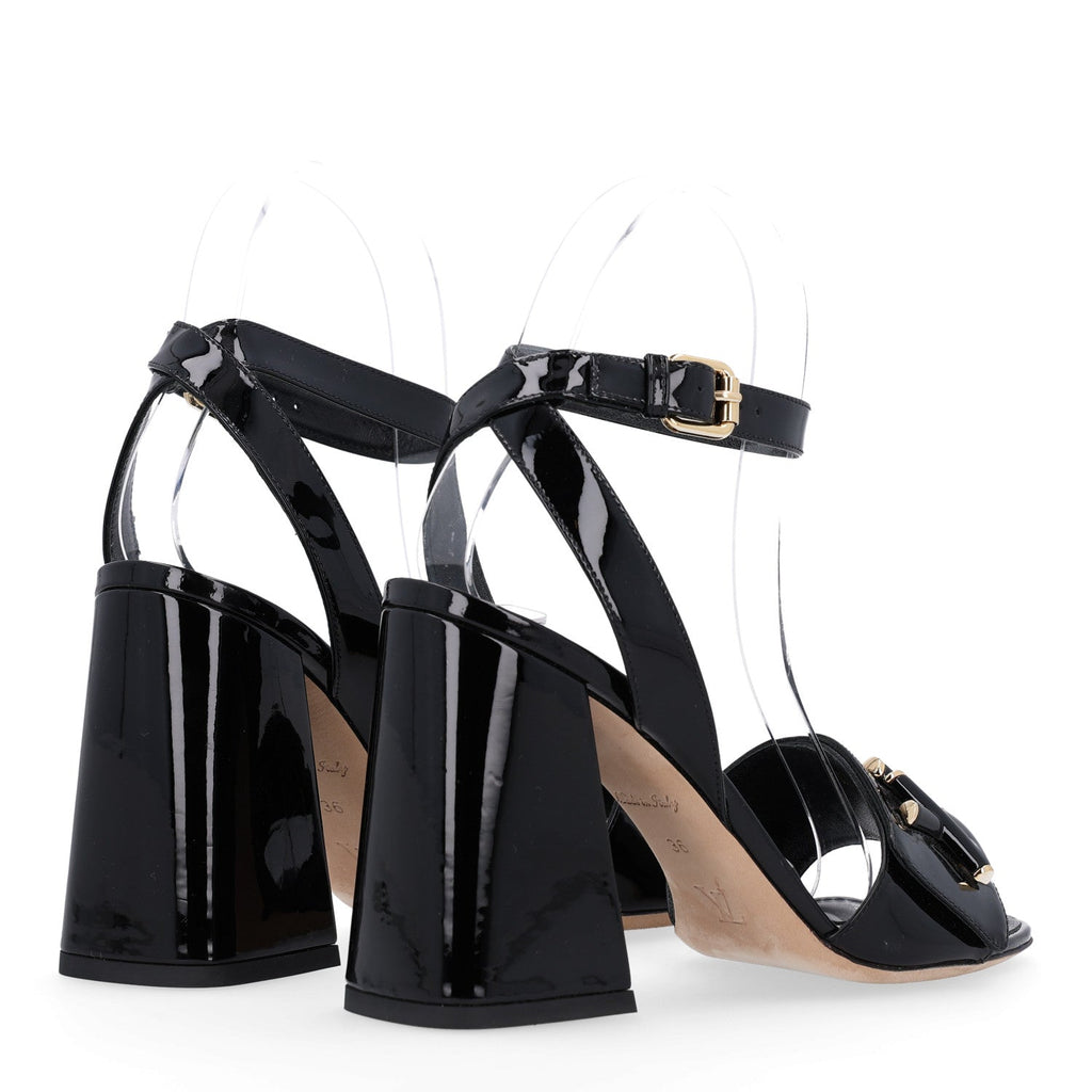 Louis Vuitton Patent Calfskin Women's Shake Sandals 36 Black