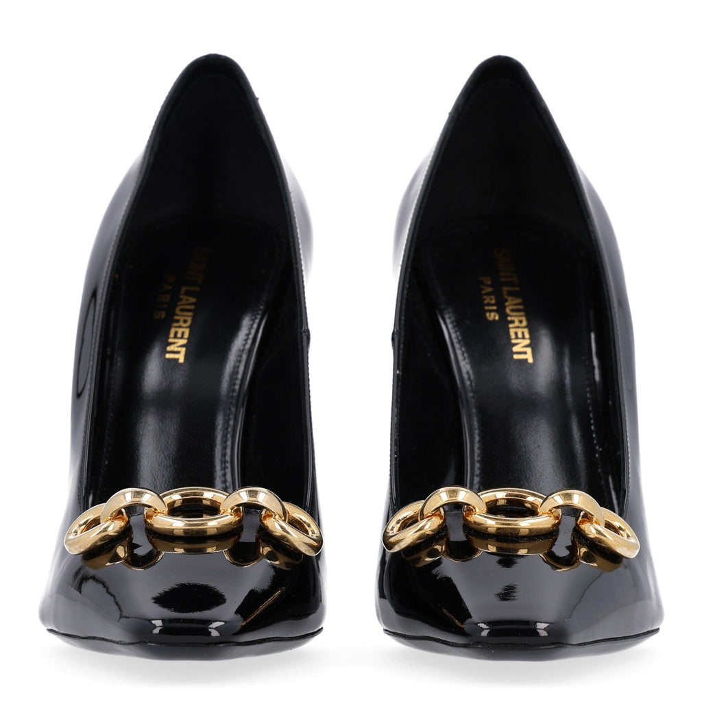 Saint Laurent Vernice Grupy Silvana 110mm Women's Pumps Black and Oro Antico