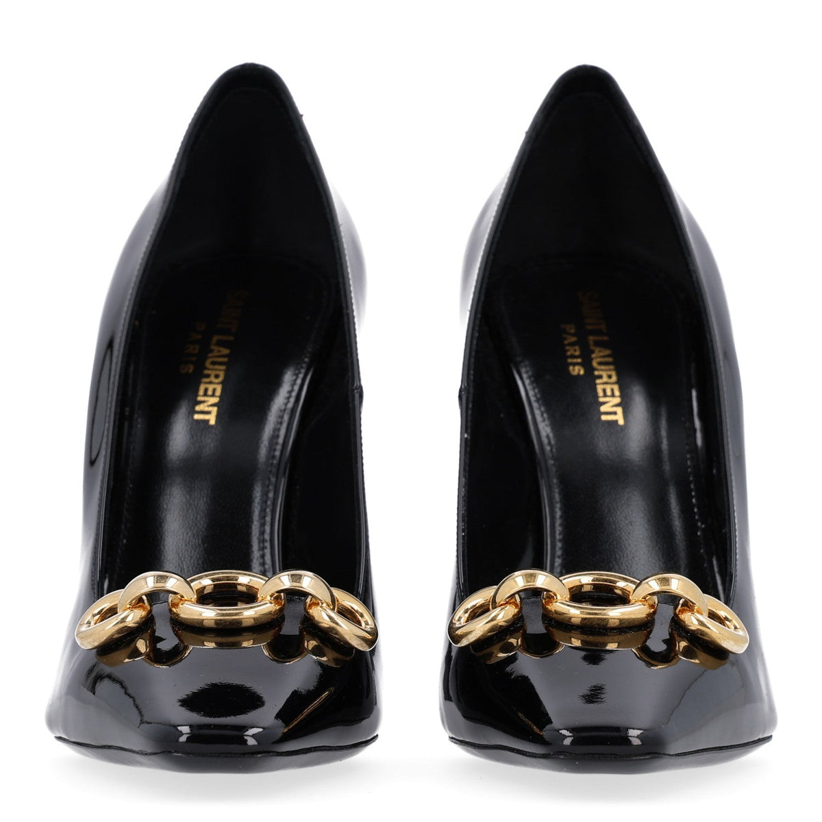 Saint Laurent Vernice Grupy Silvana 110mm Women's Pumps Black and Oro Antico