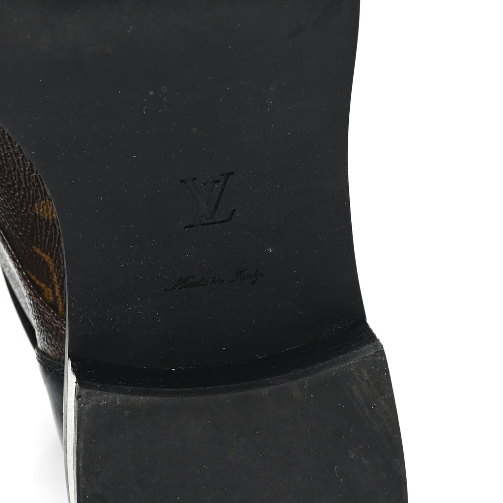 Louis Vuitton Calfskin Women's Monogram Wonderland Flat Ranger Boots 38 Black
