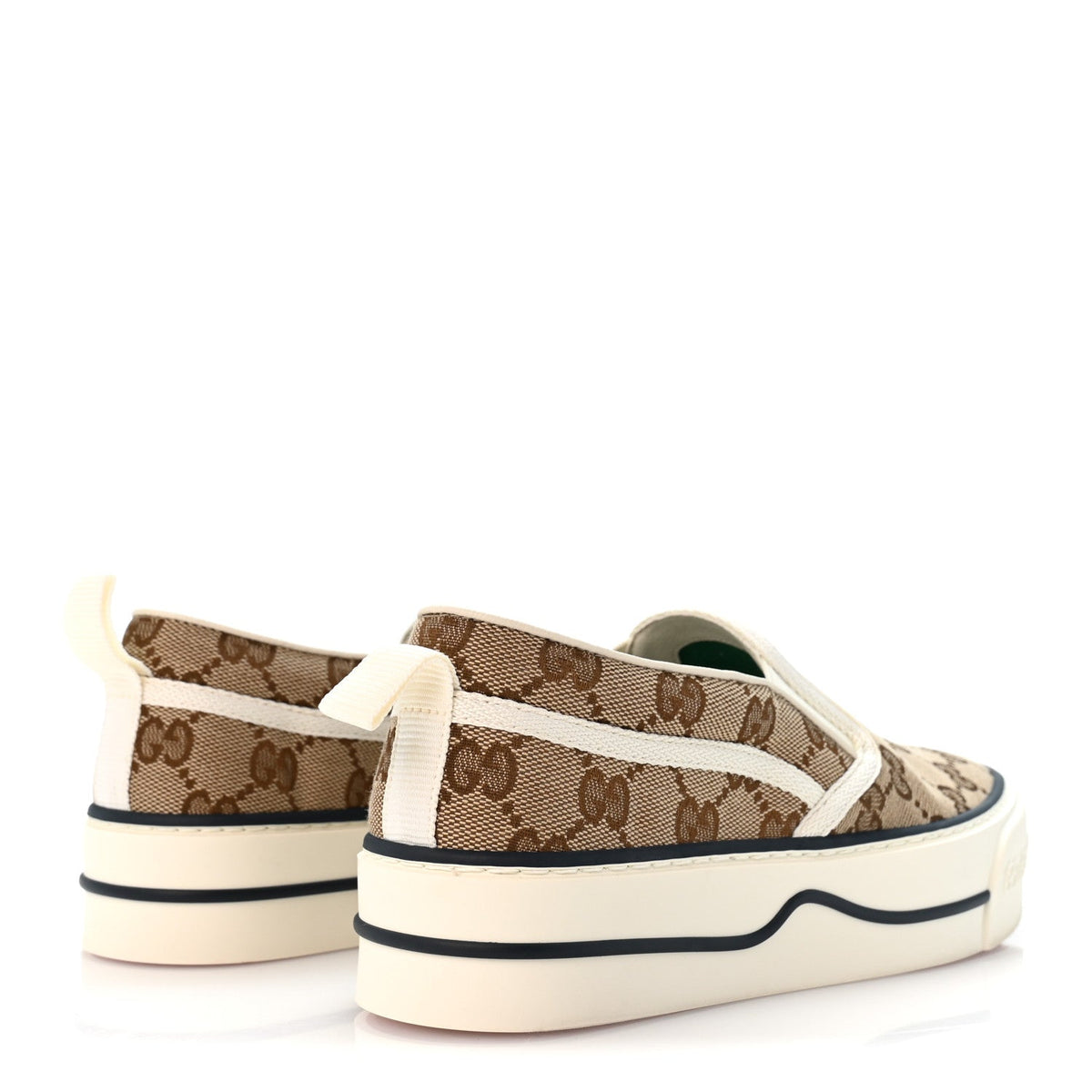 Gucci Canvas Women's GG Monogram 1977 Tennis Slip On Sneakers 35.5 Beige