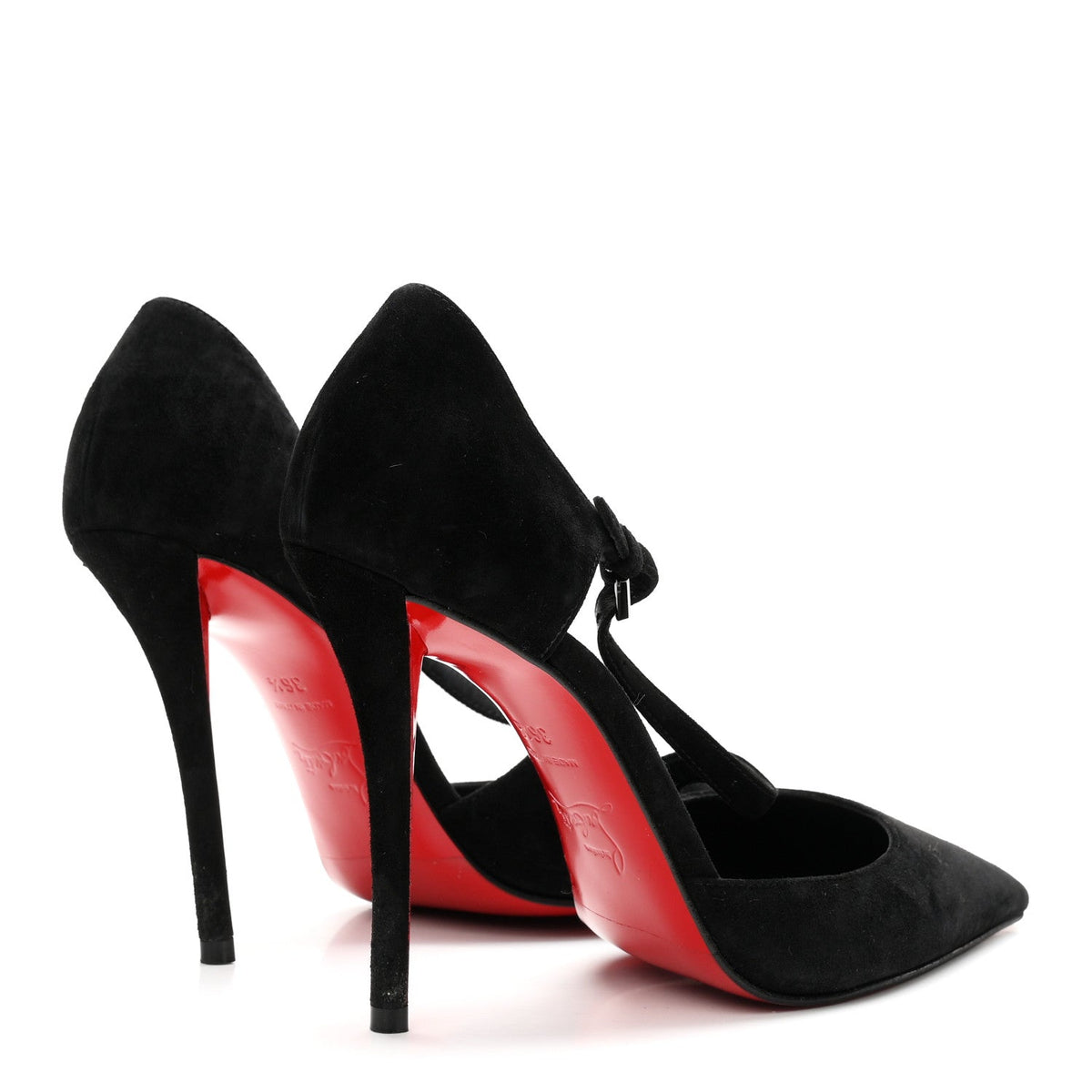 Christian Louboutin Suede Women's Miss Ziggyta 100 Pumps 36.5 Black