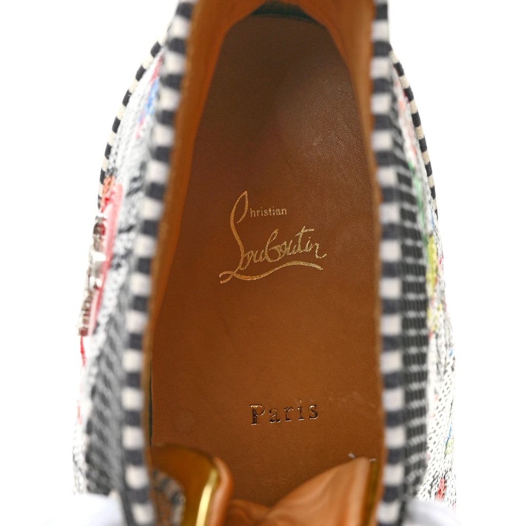Christian Louboutin Patent Flash Paillettes Men's Rantus Orlato Sneakers 44 Version Silver