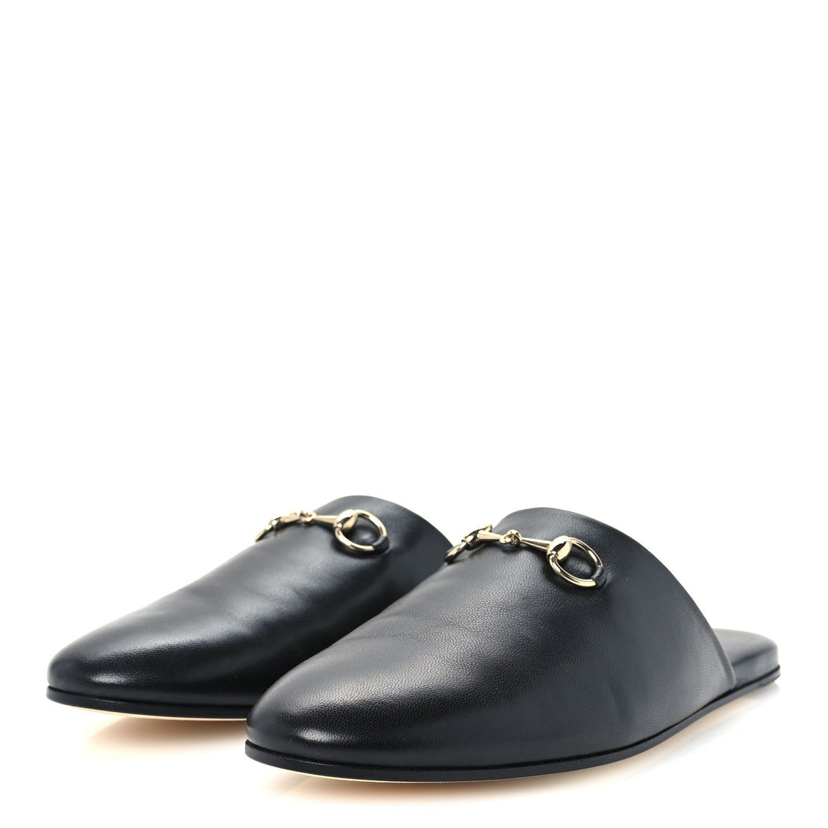 Gucci Nappa Women's Annette Horsebit Slippers 39.5 Black