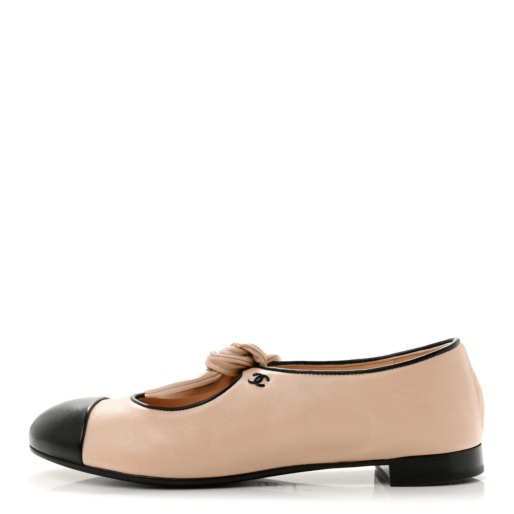 Chanel Lambskin Bow Mary Jane Women's Flats
