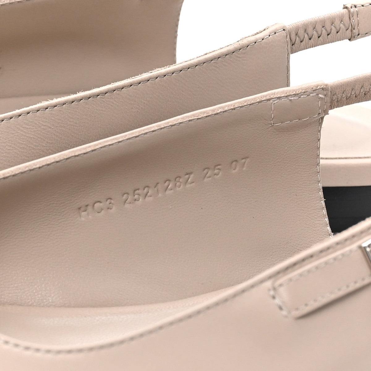Hermès Nappa Women's Lovely Slingback Flats 38.5 Beige Galet