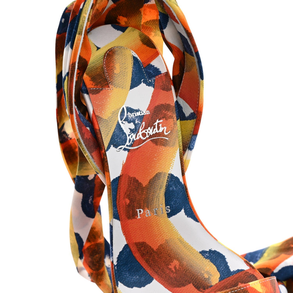 Christian Louboutin Satin Women's Miss Z Du Desert Sandals 39.5 Multicolor