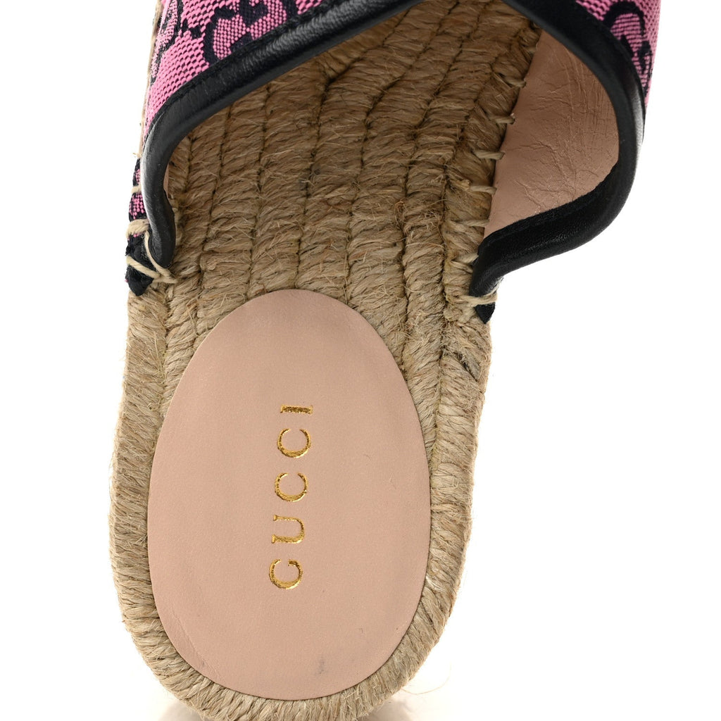 Gucci Canvas Women's Criss Cross Espadrille Sandals 35.5 Pink Blue