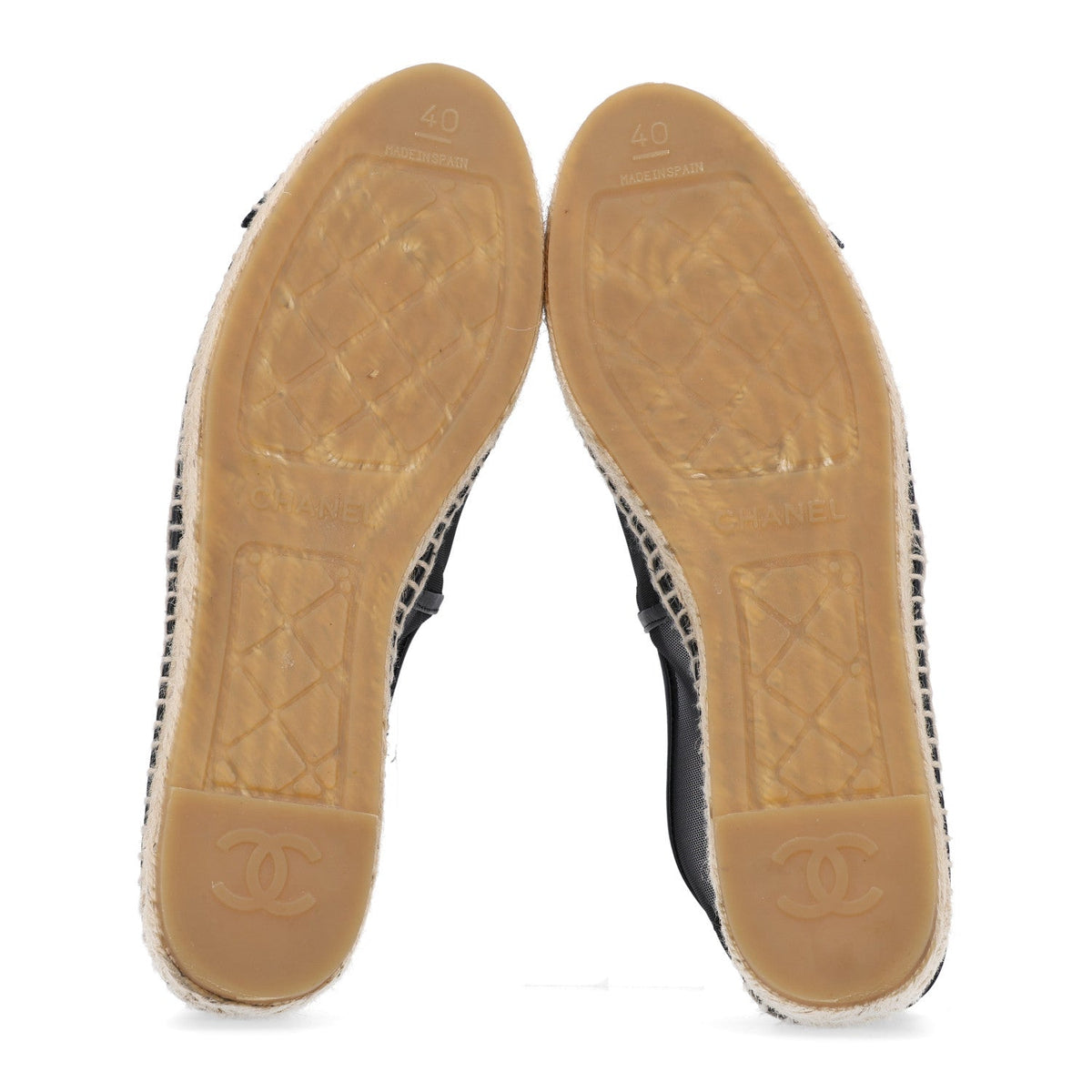 Chanel Mesh Grosgrain Women's CC Espadrilles 40 Black