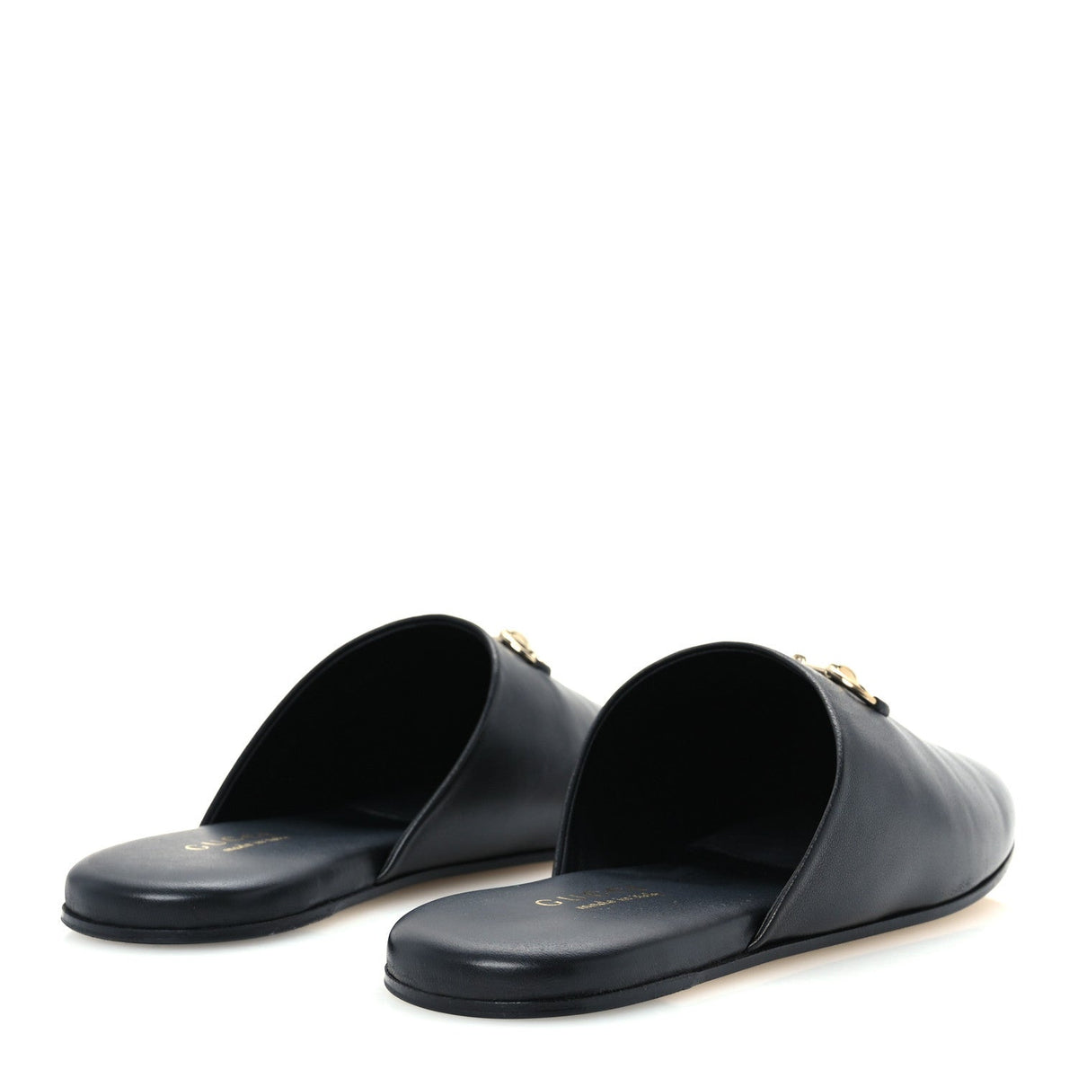 Gucci Nappa Women's Annette Horsebit Slippers 39.5 Black
