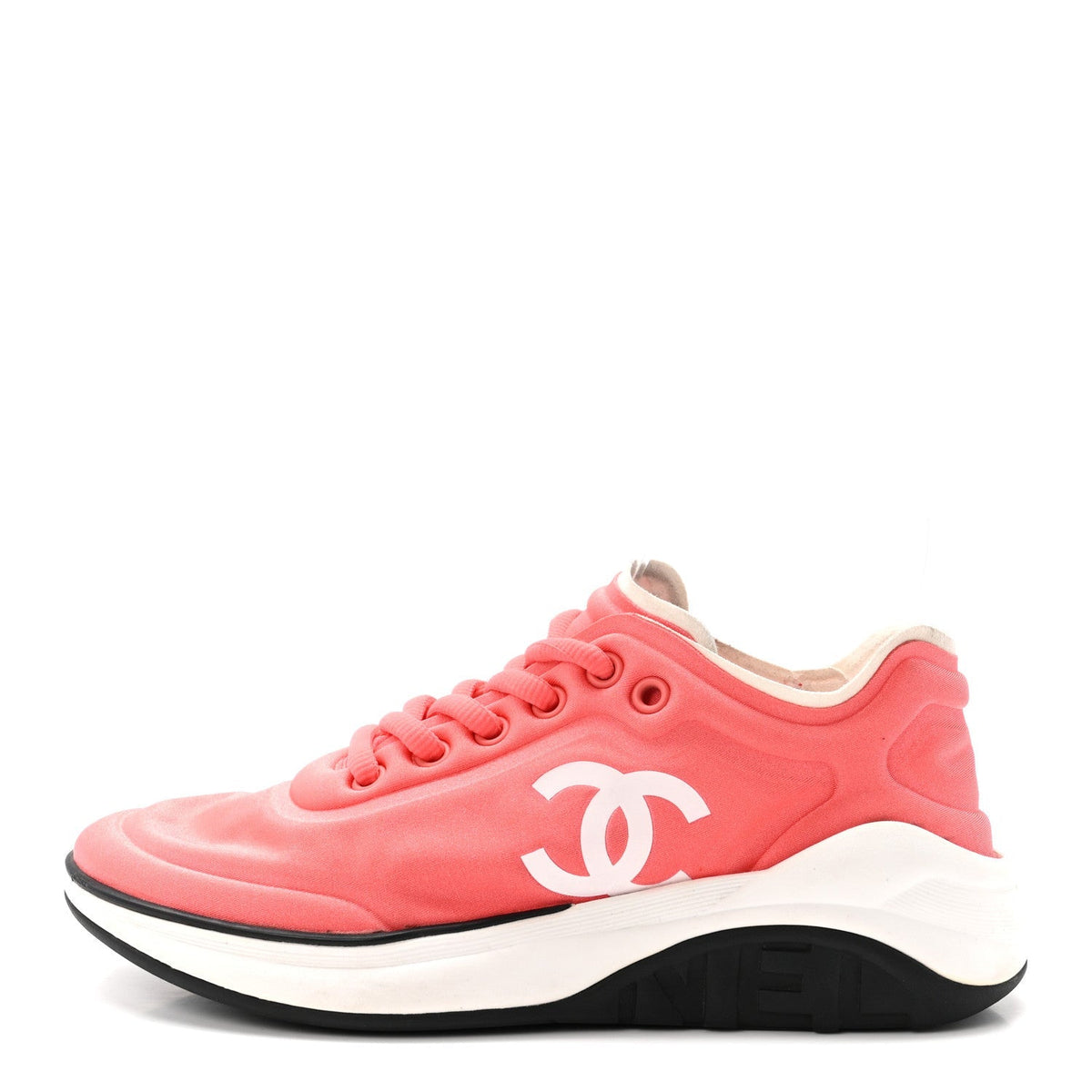 Chanel Lycra Women's CC Sneakers 35 Coral