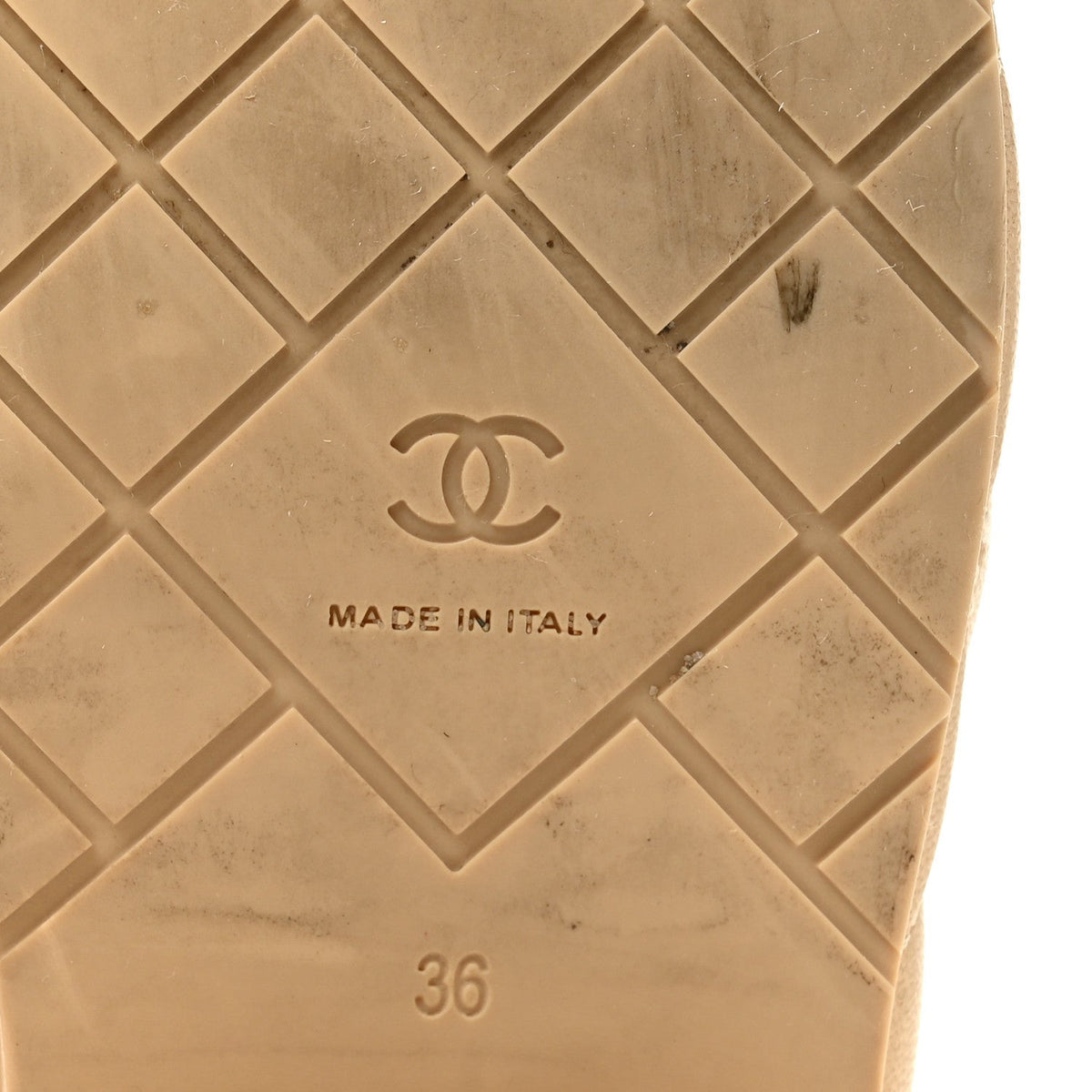 Chanel Lambskin Women's Quilted CC Wedge Mules 36 Beige