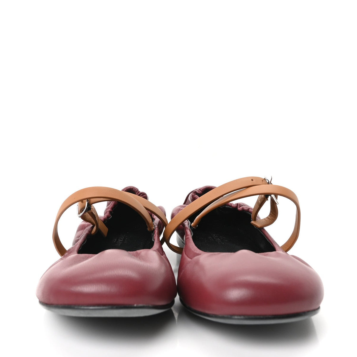 Hermes Nappa Women's Jolly Ballet Flats 38.5 Rouge H Naturel