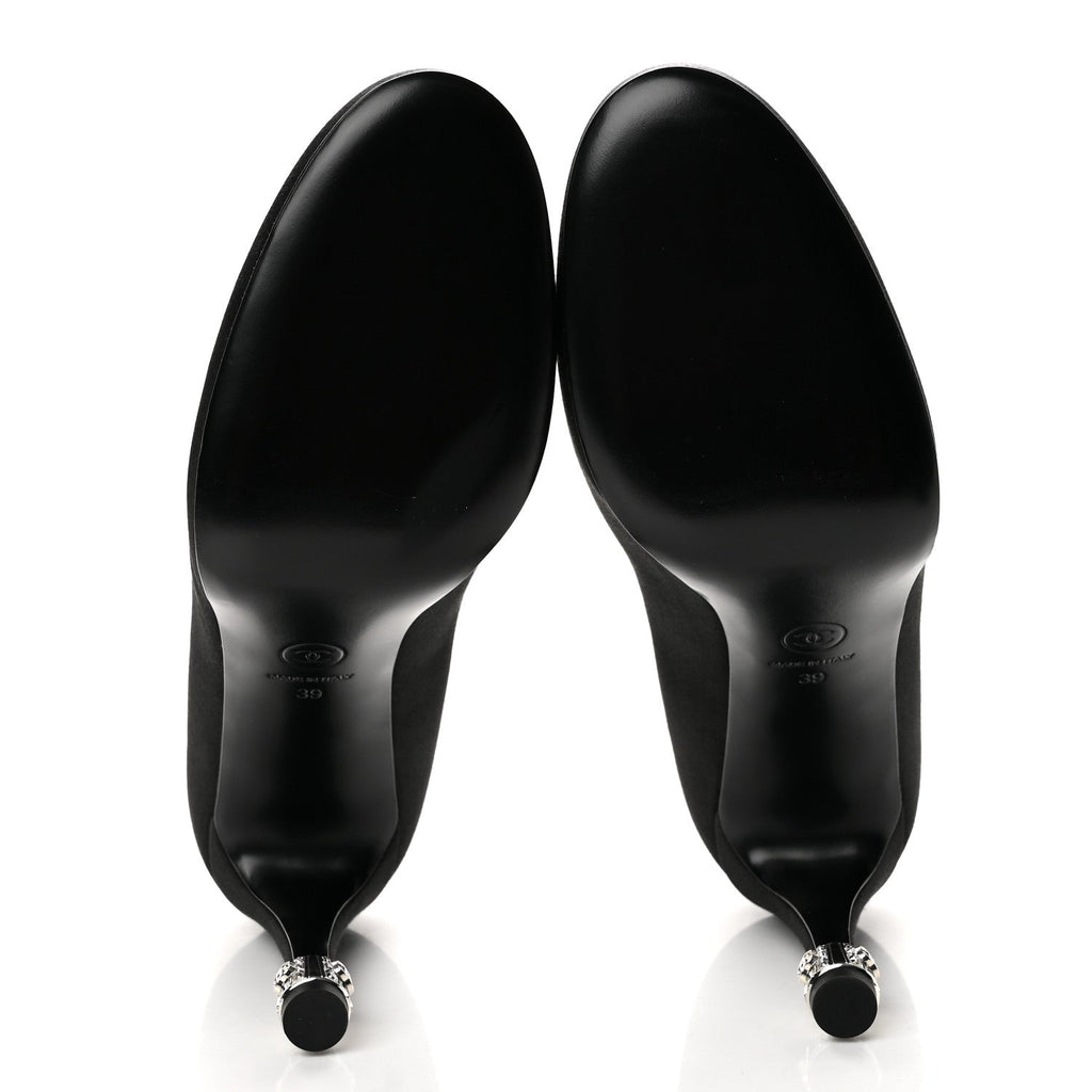 Chanel Satin Crystal Mary Jane Women's Pumps Black