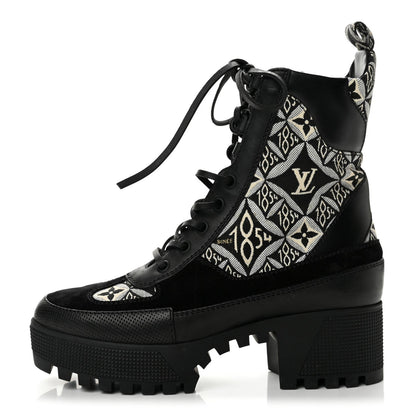 Louis Vuitton Suede Jacquard Women's Laureate Desert Boots 35.5 Black