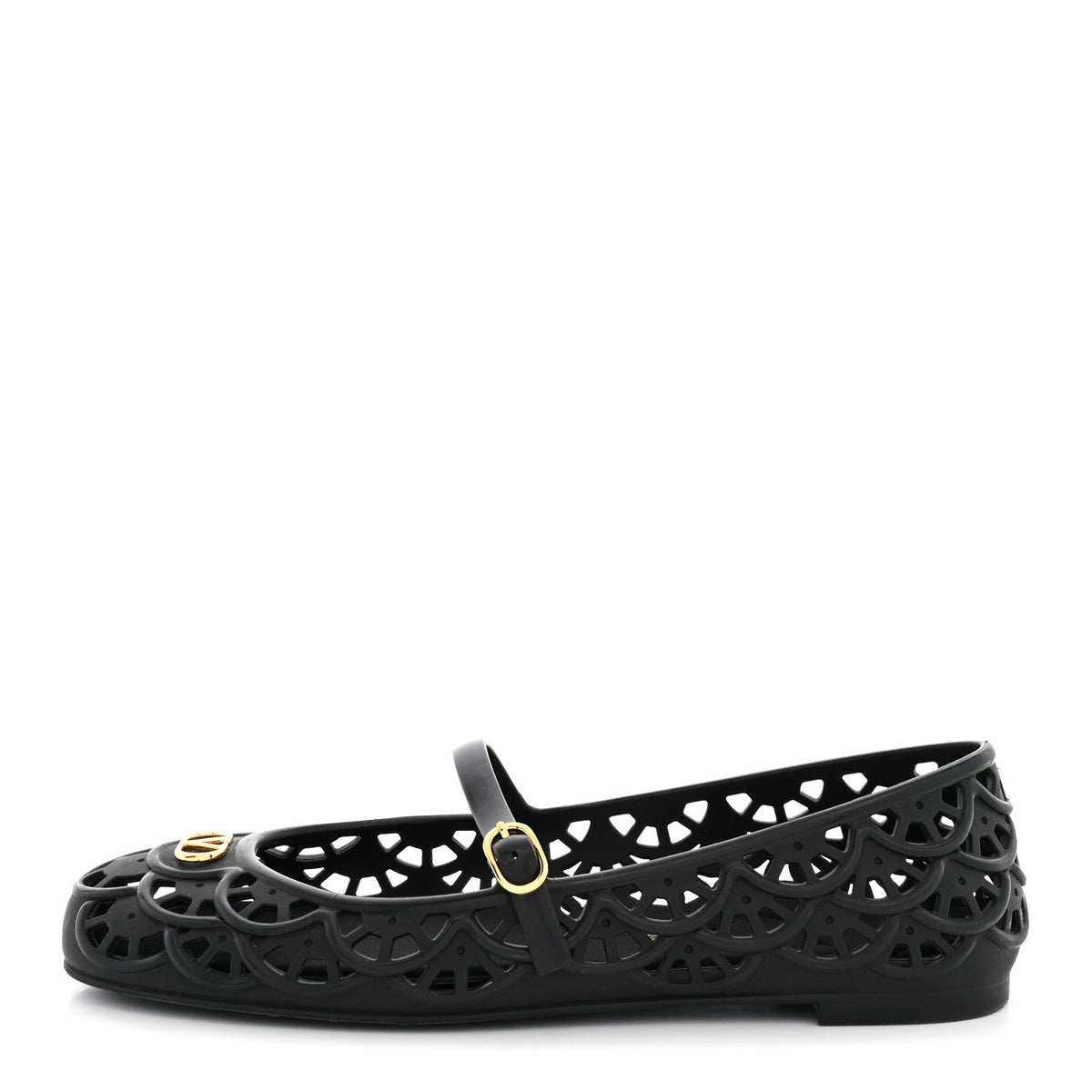 Valentino Garavani Rubber Women's VLogo Ondette Ballerina Flats 41 Black