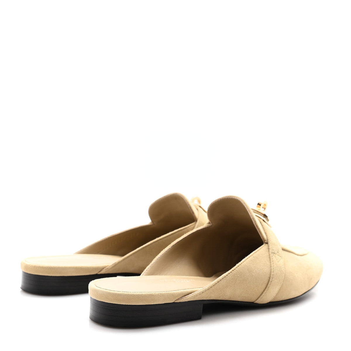Hermes Suede Goatskin Women's Oz Mules 37 Beige Sable