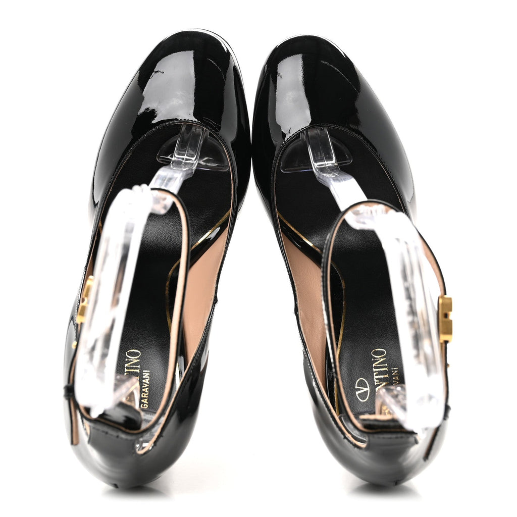 Valentino Garavani Patent Women's Tan-Go Platform Pumps 40 Black