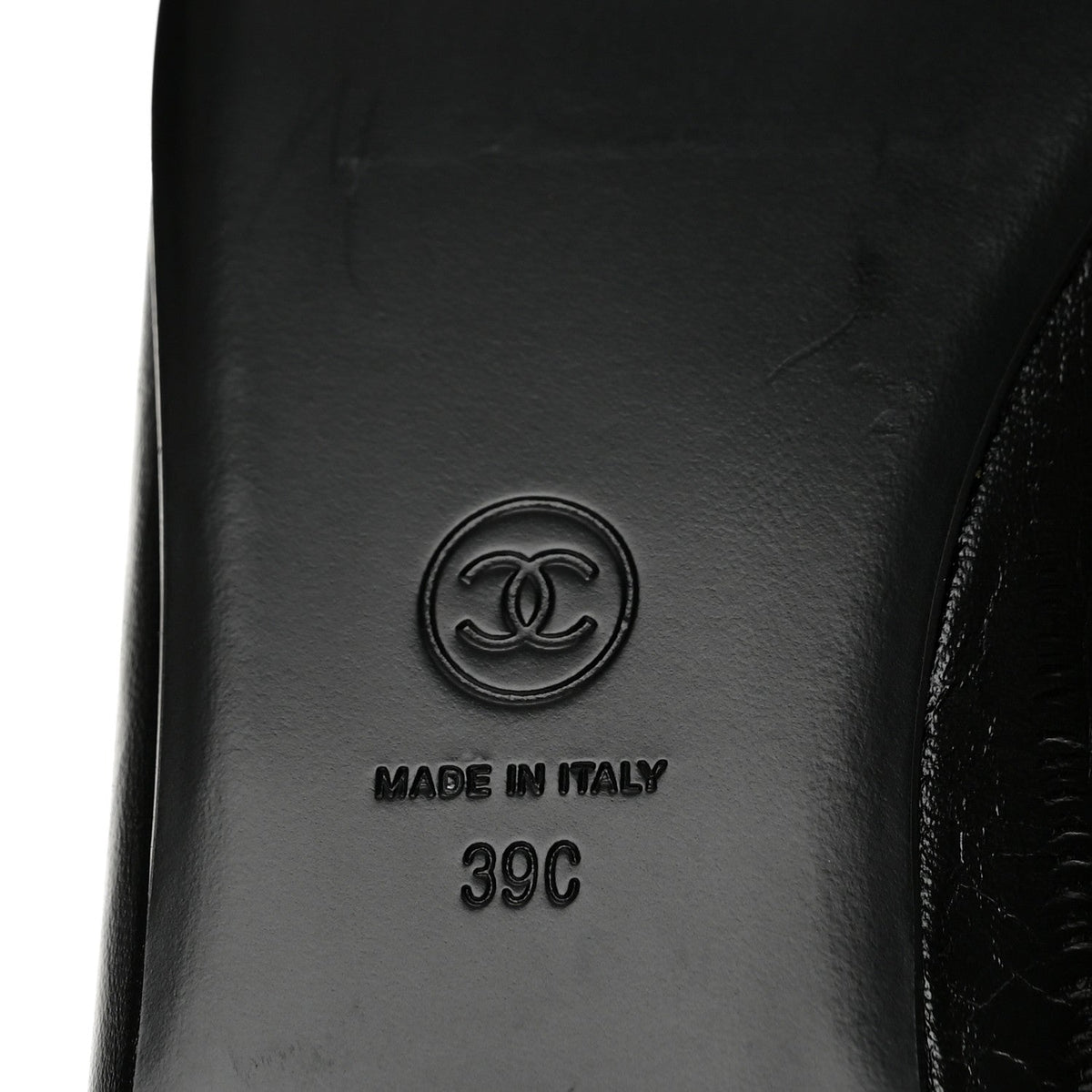 Chanel Crumpled Lambskin CC Cap Toe Women's Ballerina Flats Black White