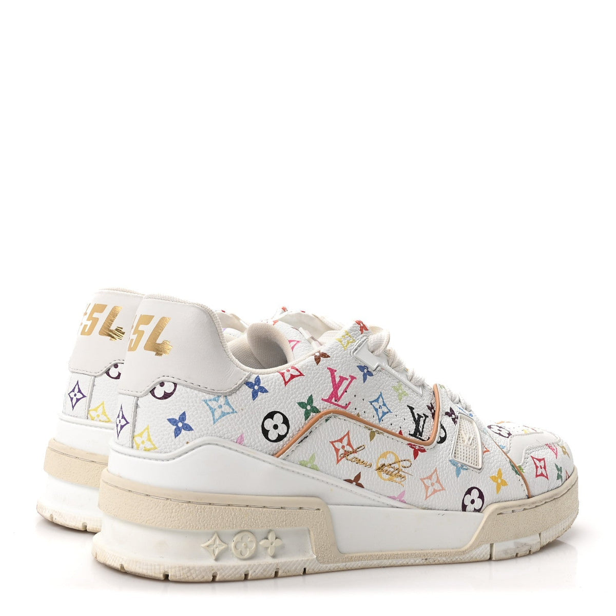 Louis Vuitton Calfskin Monogram Women's LV Trainer Sneakers 39 White